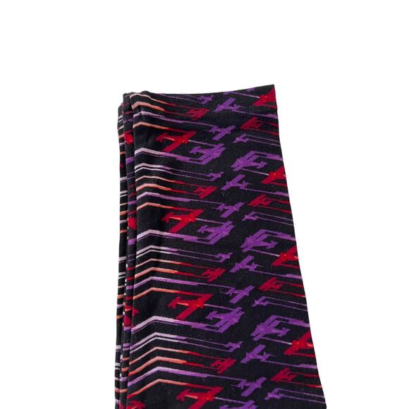 LULAROE One Size Airplanes Flight Purple Red Black Soft Leggings #348 - Picture 2 of 5